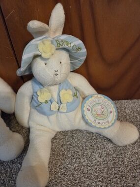 Bunnies by the Bay Buttercup Plush Bunny in Cream and Light Blue